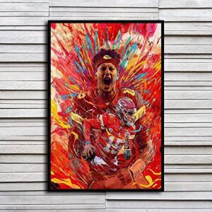 SANTA RONA Football Sports Poster Canvas Prints Wall Art Decor Living Room Artwork Posters Bedroom Modern Wall Art Pictures (W16inxL24in,Patrick Mahomes)