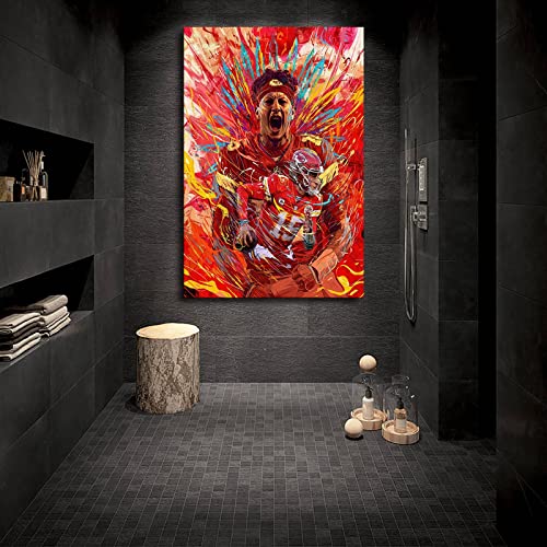 SANTA RONA Football Sports Poster Canvas Prints Wall Art Decor Living Room Artwork Posters Bedroom Modern Wall Art Pictures (W16inxL24in,Patrick Mahomes)