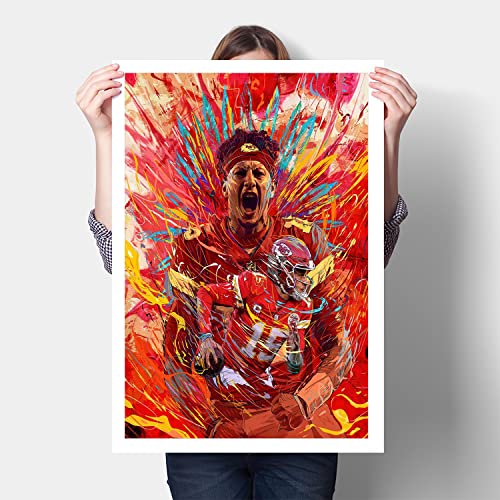 SANTA RONA Football Sports Poster Canvas Prints Wall Art Decor Living Room Artwork Posters Bedroom Modern Wall Art Pictures (W16inxL24in,Patrick Mahomes)