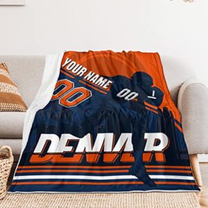 yieking custom blanket for bed add name and number gifts for men football city winter throw blankets, 40″ x 50″, 50″ x 60″, 60″ x 80″