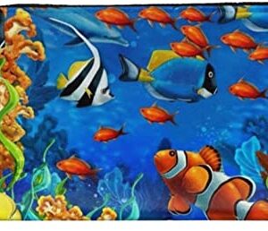 Fishes in Sea Tropical Leather Wallet Long Clutch Purse Fashion Wristlet Handbag