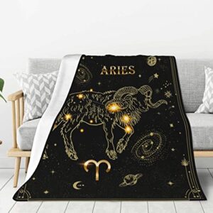 aries constellation blanket astrology sign throw blanket,12 horoscope astrology soft cozy personalized flannel throw blankets 50×40 in
