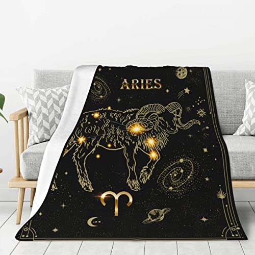 Aries Constellation Blanket Astrology Sign Throw Blanket,12 Horoscope Astrology Soft Cozy Personalized Flannel Throw Blankets 50x40 in