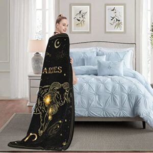 Aries Constellation Blanket Astrology Sign Throw Blanket,12 Horoscope Astrology Soft Cozy Personalized Flannel Throw Blankets 50x40 in