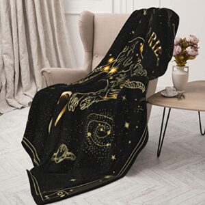 Aries Constellation Blanket Astrology Sign Throw Blanket,12 Horoscope Astrology Soft Cozy Personalized Flannel Throw Blankets 50x40 in