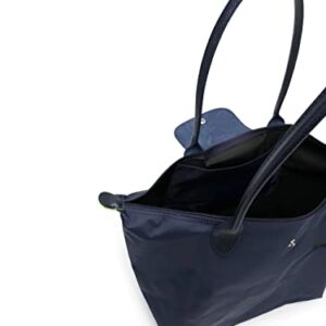 Longchamp 'Large 'Le Pliage Green' Nylon Tote Shoulder Bag, Navy