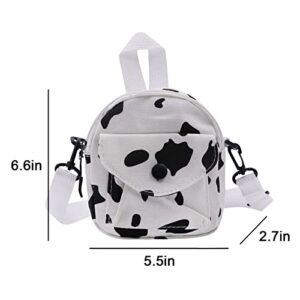 JUMISEE Cute Cow Print Canvas Crossbody Purse Tote Small Cell Phone Bag Shoulder Handbag