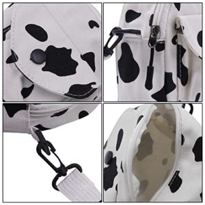 JUMISEE Cute Cow Print Canvas Crossbody Purse Tote Small Cell Phone Bag Shoulder Handbag