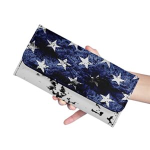 Howilath Womens Wallet Faux Leather Purse Credit Card Clutch, American Flag Pattern PU Leather Wallet Card Holder Organizer