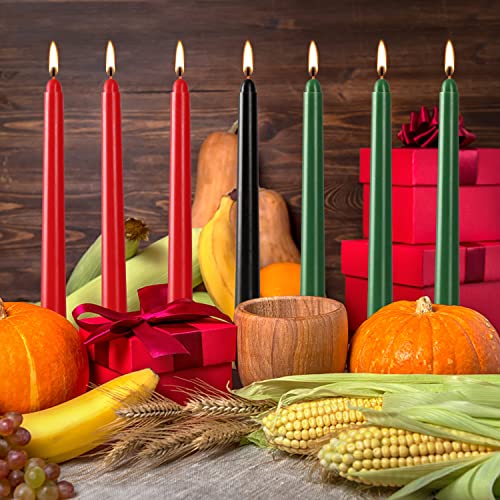 7 Pack Kwanzaa Taper Candles Set - 3 Red, 3 Green, 1 Black - Premium Quality Candles Handicapped Taper Candles, Dripless and Smokeless - Set of 7 (10 Inch, Kwanzaa)