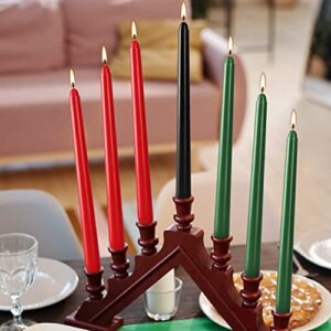 7 Pack Kwanzaa Taper Candles Set - 3 Red, 3 Green, 1 Black - Premium Quality Candles Handicapped Taper Candles, Dripless and Smokeless - Set of 7 (10 Inch, Kwanzaa)