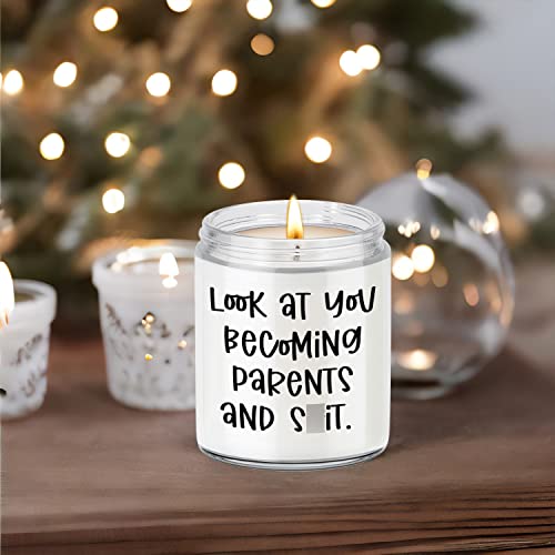 Miracu Scented Candles - Funny Baby Shower, New Parents Gifts for Couples - First Time Mom, Dad Gifts, Pregnancy, Gender Reveal Gifts for Parents to Be, Brother, Sister - Look at You Becoming Parents