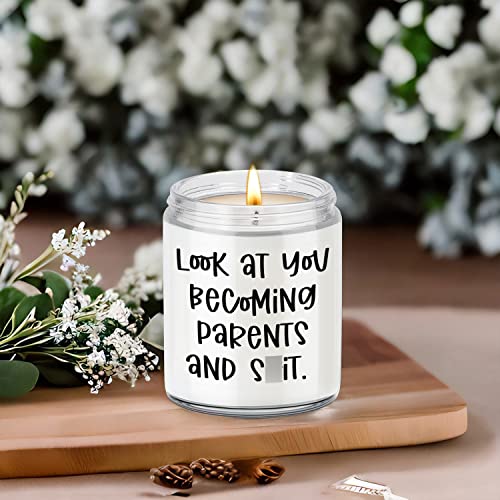 Miracu Scented Candles - Funny Baby Shower, New Parents Gifts for Couples - First Time Mom, Dad Gifts, Pregnancy, Gender Reveal Gifts for Parents to Be, Brother, Sister - Look at You Becoming Parents