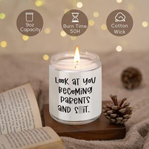 Miracu Scented Candles - Funny Baby Shower, New Parents Gifts for Couples - First Time Mom, Dad Gifts, Pregnancy, Gender Reveal Gifts for Parents to Be, Brother, Sister - Look at You Becoming Parents