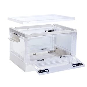flycoin storage bins with lids,large organization and storage with wheels,double doors plastic foldable box, clear stackable closet storage bins, toy storage,plastic storage cubes cart