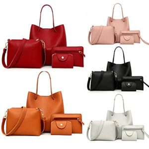 Tote Bag for Women in Leather Handbags 4pcs Hobo Bags 2022 Ladies Fashion Purse Shoulder Bags Girls Faux Leather Satchel Purse 2022