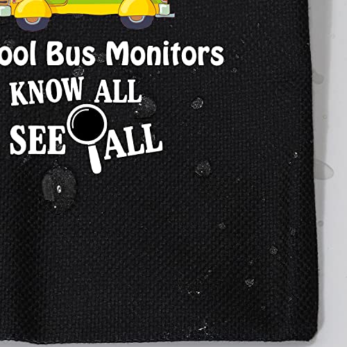 MBMSO School Bus Monitor Tote Bag School Bus Monitors Know all See all Bag Bus Driver Appreciation Gifts Shoulder Bag (School Bus Monitor TB-black)