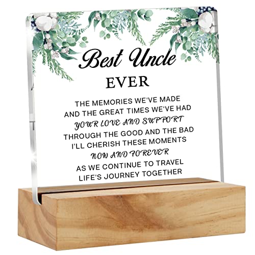 Best Uncle Ever Gift Uncle Sayings Desk Decor Uncle Acrylic Desk Plaque Sign with Wood Stand Home Office Table Desk Sign Keepsake