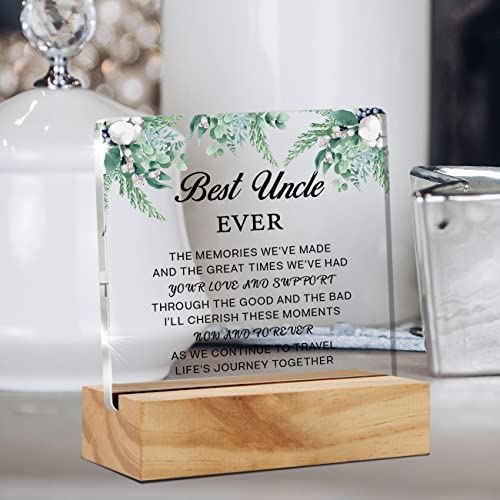 Best Uncle Ever Gift Uncle Sayings Desk Decor Uncle Acrylic Desk Plaque Sign with Wood Stand Home Office Table Desk Sign Keepsake