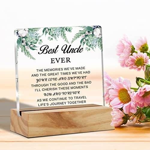 Best Uncle Ever Gift Uncle Sayings Desk Decor Uncle Acrylic Desk Plaque Sign with Wood Stand Home Office Table Desk Sign Keepsake