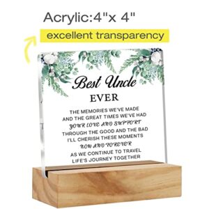 Best Uncle Ever Gift Uncle Sayings Desk Decor Uncle Acrylic Desk Plaque Sign with Wood Stand Home Office Table Desk Sign Keepsake