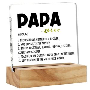 papa gift grandpa gifts from grandchildren, papa definition desk decor grandpa best papa acrylic desk plaque sign with wood stand home office desk sign keepsake