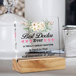 Doctor Appreciation Gifts a Truly Great Doctor is Hard to Find Desk Decor Best Doctor Ever Acrylic Desk Plaque Sign with Wood Stand Home Office Desk Sign Keepsake