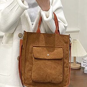 Corduroy Crossbody Bag for Women Girls,Casual Satchel Bag Large Capacity Corduroy Small Tote Bag for Work & School