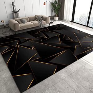 modern european style black gold irregular area rug, indoor non-slip rug for room sofa living room mat bedroom home decor floor mats-4x6ft