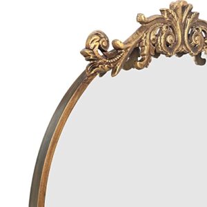 PAIHOME Gold Antique Mirror for Wall, 19x30 Inch Large Brass Arched Mirror Decorative Vintage Bathroom Mirrors, Ornate Entryway Baroque Mirror, Metal Frame, Hangs Vertically or Leaning