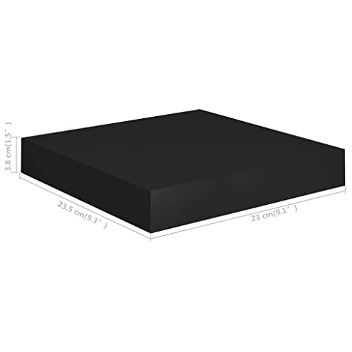 homiuse 2 Pack Floating Shelves 9.1" Wall Shelves for Bathroom Shelf Decor Floating Shelf Bracket Wall Mounted Shelves for Bedroom Hanging Shelves for Wall Storage Small Shelf Black Shelves MDF