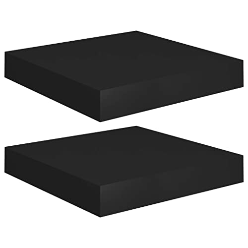 homiuse 2 Pack Floating Shelves 9.1" Wall Shelves for Bathroom Shelf Decor Floating Shelf Bracket Wall Mounted Shelves for Bedroom Hanging Shelves for Wall Storage Small Shelf Black Shelves MDF