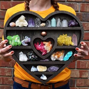 KALEN Moon Elf Crystal Wooden Shelf Heart Crystal Oil Display Wall Shelf Living Room Home Display Rack B