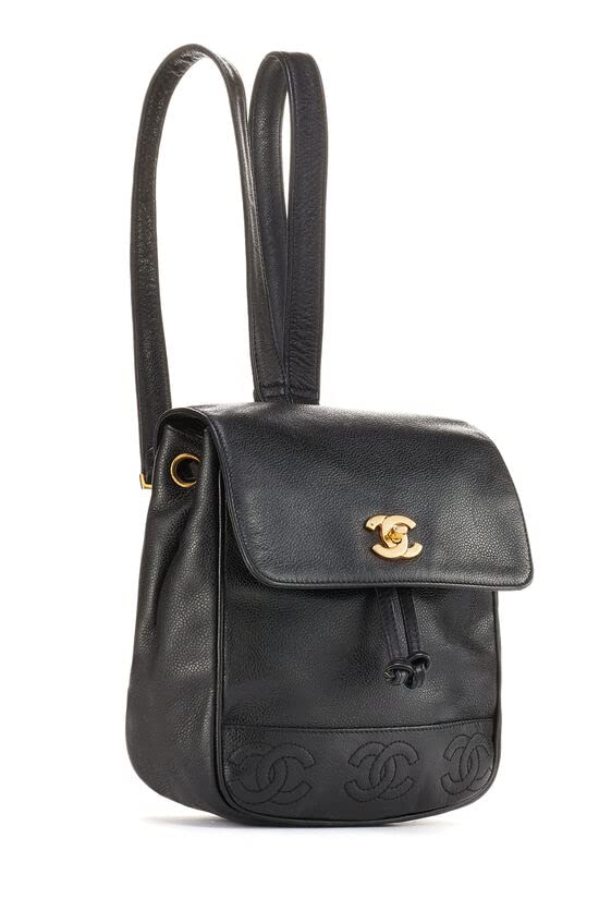 CHANEL, Pre-Loved Black Caviar 3 'CC' Backpack Medium, Black