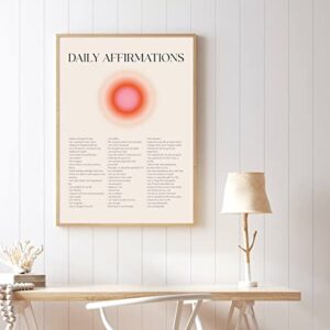 Daily Affirmation Wall Art Inspirational Canvas Wall Art Prints Trendy Words of Affirmation Wall Art Words of Affirmation Poster Motivational Pictures for Girl Woman Bedroom Decor 16x24 Inch UNFRAMED