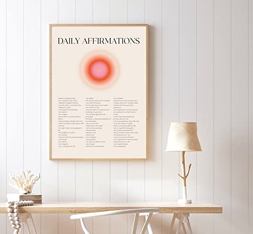 Daily Affirmation Wall Art Inspirational Canvas Wall Art Prints Trendy Words of Affirmation Wall Art Words of Affirmation Poster Motivational Pictures for Girl Woman Bedroom Decor 16x24 Inch UNFRAMED