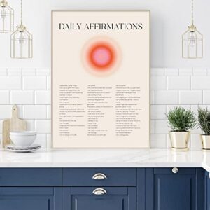 Daily Affirmation Wall Art Inspirational Canvas Wall Art Prints Trendy Words of Affirmation Wall Art Words of Affirmation Poster Motivational Pictures for Girl Woman Bedroom Decor 16x24 Inch UNFRAMED