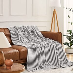 CYMULA Fleece Throw Blanket for Couch: 60"x80" Fall Throw Blanket Twin Size - Cozy, Soft, Warm for Winter - Fuzzy Blanket for Bed - Black and White