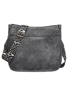 crossbody bags purses women vegan leather leopard guitar strap shoulder bucket handbags designer top zipped pockets hobo bags gray