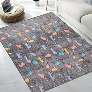 qh colorful cats pattern glow in the dark area rug area rug for living room bedroom playing room size 5’x6′
