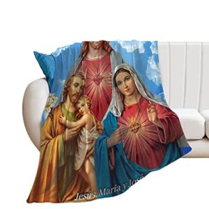 virgin mary jesus our lady of guadalupe christmas nativity cross festivals blanket flannel fleece soft and warm comfortable for sofa bedroom winter office and tourist camping 60×50 inch