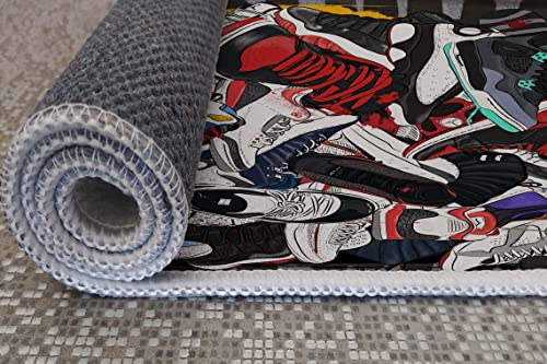 Sneakers Rug, Custom Sneakers, Sneakers, Street Rug,Cool Rug, Rug, Hypebeast Rug, Sport Rug, Sneaker Art, Rug for Living Room pe002 (2.6x3.9 feet - 80x120 cm)