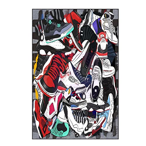 Sneakers Rug, Custom Sneakers, Sneakers, Street Rug,Cool Rug, Rug, Hypebeast Rug, Sport Rug, Sneaker Art, Rug for Living Room pe002 (2.6x3.9 feet - 80x120 cm)