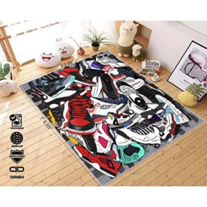 Sneakers Rug, Custom Sneakers, Sneakers, Street Rug,Cool Rug, Rug, Hypebeast Rug, Sport Rug, Sneaker Art, Rug for Living Room pe002 (2.6x3.9 feet - 80x120 cm)