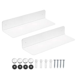 patikil 11.81 x 3.94 inch acrylic floating shelf, floating wall mounted shelves for bathroom wall decoration, transparent 2 pack