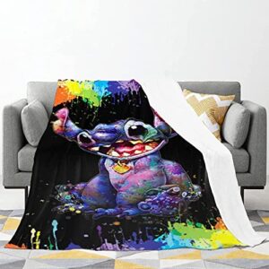 Stitch Blanket Stitch Gifts for Girls Stitch Throw Blanket for Kids Women Adults Stitch Cartoon Flannel Fleece Blankets for Couch Bed Sofa 40"x50"