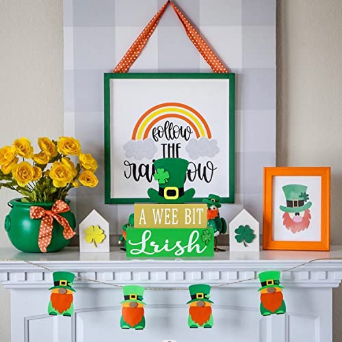 St Patricks Day Decorations, DEWBIN 3-Layered Wood St Patricks Day Decor for the Home, Hat Ornament Green Block Irish Table Decor, Happy St. Patrick's Day Sign Farmhouse Indoor Decor Tiered Tray Decor