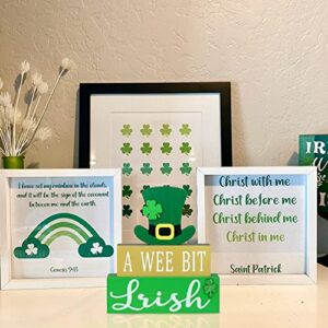 St Patricks Day Decorations, DEWBIN 3-Layered Wood St Patricks Day Decor for the Home, Hat Ornament Green Block Irish Table Decor, Happy St. Patrick's Day Sign Farmhouse Indoor Decor Tiered Tray Decor