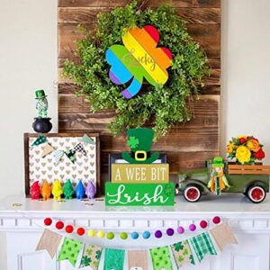 St Patricks Day Decorations, DEWBIN 3-Layered Wood St Patricks Day Decor for the Home, Hat Ornament Green Block Irish Table Decor, Happy St. Patrick's Day Sign Farmhouse Indoor Decor Tiered Tray Decor