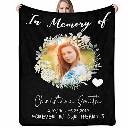 D-Story Custom in Loving Memory Blankets Personalized with Picture and Name Throws Blankets, Customized Family Memorial Gift,Sympathy Gift, Remembrance Gift